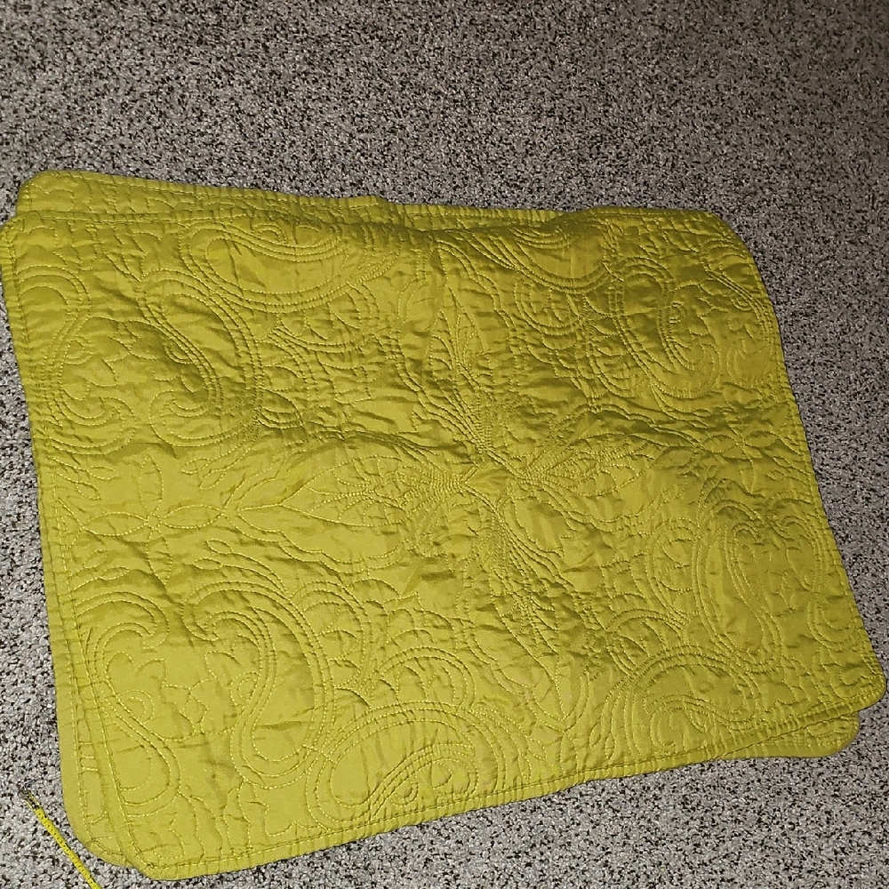 2 Middleton Citron Green Yellow Quilted Standard Shams